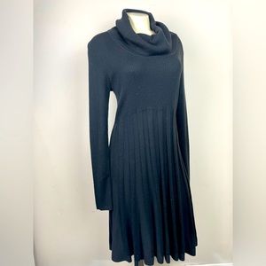 Calvin Klein Black Ribbed Cowl Neck Sweater Dress